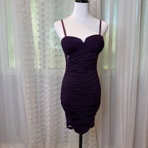 Body Central Plum Ruched Mini Dress